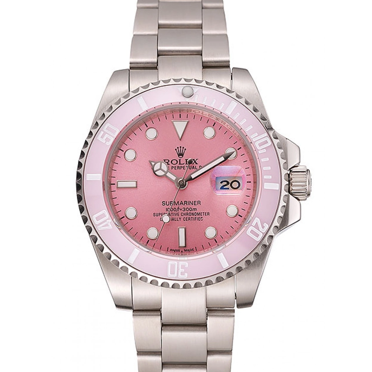 Aaa replica watch Pink Stainless Bracelet Rolex 1453865 Pink Submariner Steel Bezel Dial 0724